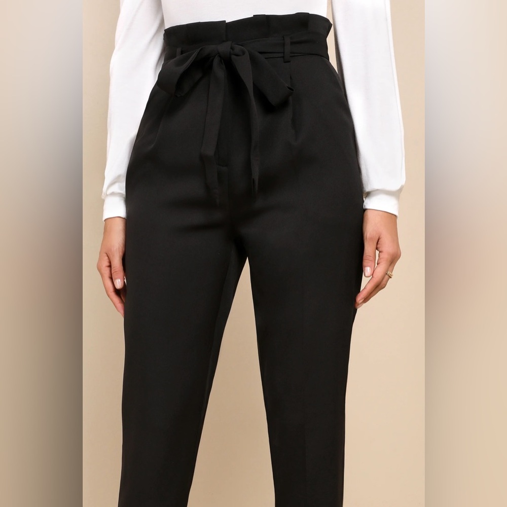 LULUS ☕️ With Confidence | Black Paper Bag Waist Pants Women’s Medium